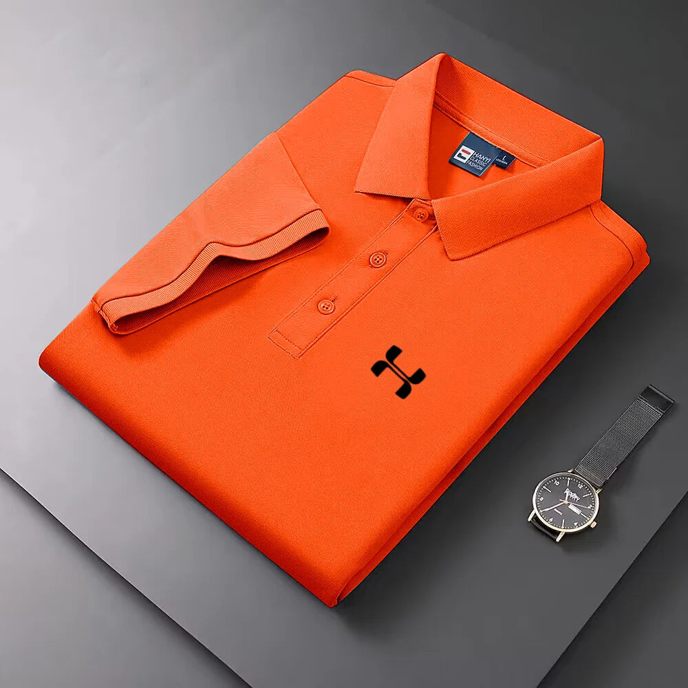 Men's Short Sleeve Color Polo Shirt Breathable Comfortable Elastic Top New Arrivals Casual Business Style Polo Shirt
