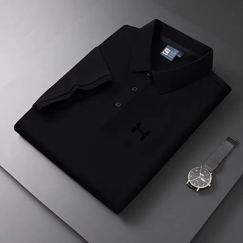 Men's Short Sleeve Color Polo Shirt Breathable Comfortable Elastic Top New Arrivals Casual Business Style Polo Shirt