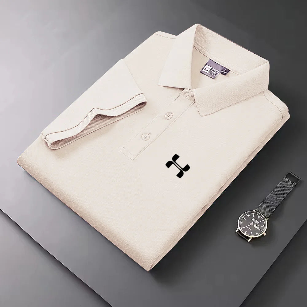 Men's Short Sleeve Color Polo Shirt Breathable Comfortable Elastic Top New Arrivals Casual Business Style Polo Shirt