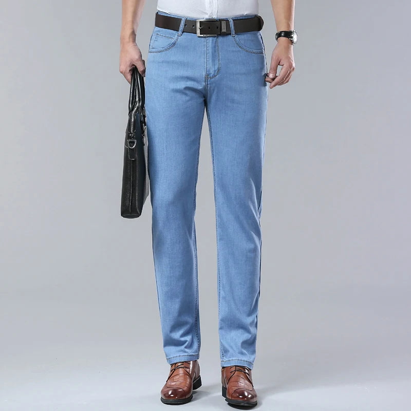 2026  New In Summer Thin Jeans Men's Loose Lightweight High Quality Straight Trendy Versatile Long Pants