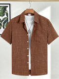 Men's Casual Linen Short Sleeve Shirts Drip Outfits Man Outfit Set Designer Cheap Clothing Summer Tops For Man