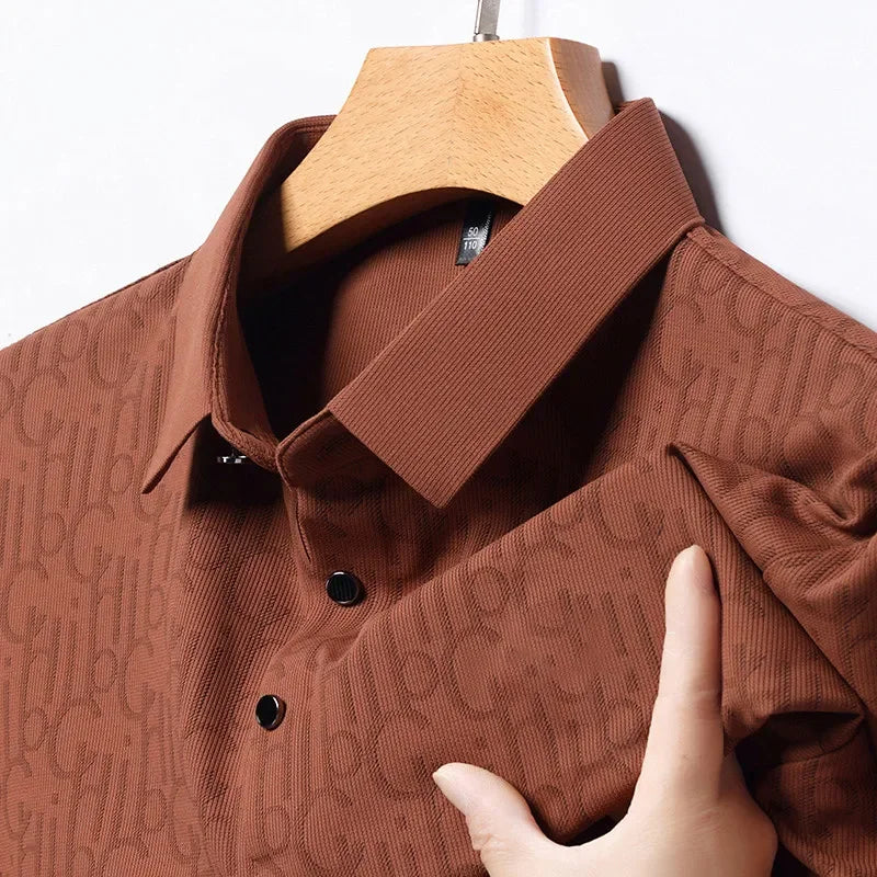 2026 New Men's Business Casual Short Sleeved Printed Polo Shirt Fashionable Breathable Comfortable and Versatile Top