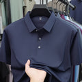 2026 New Men's Solid Polo Shirt Wrinkle Resistant Ice Silk Fabric Short Sleeve For Office And Casual
