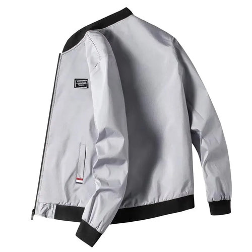 Fur Men's Casual Long Sleeve Zipper Baseball Collar Windbreaker Jacket, Chic And Trendy Regular Fit Jacket For Autumn Winter
