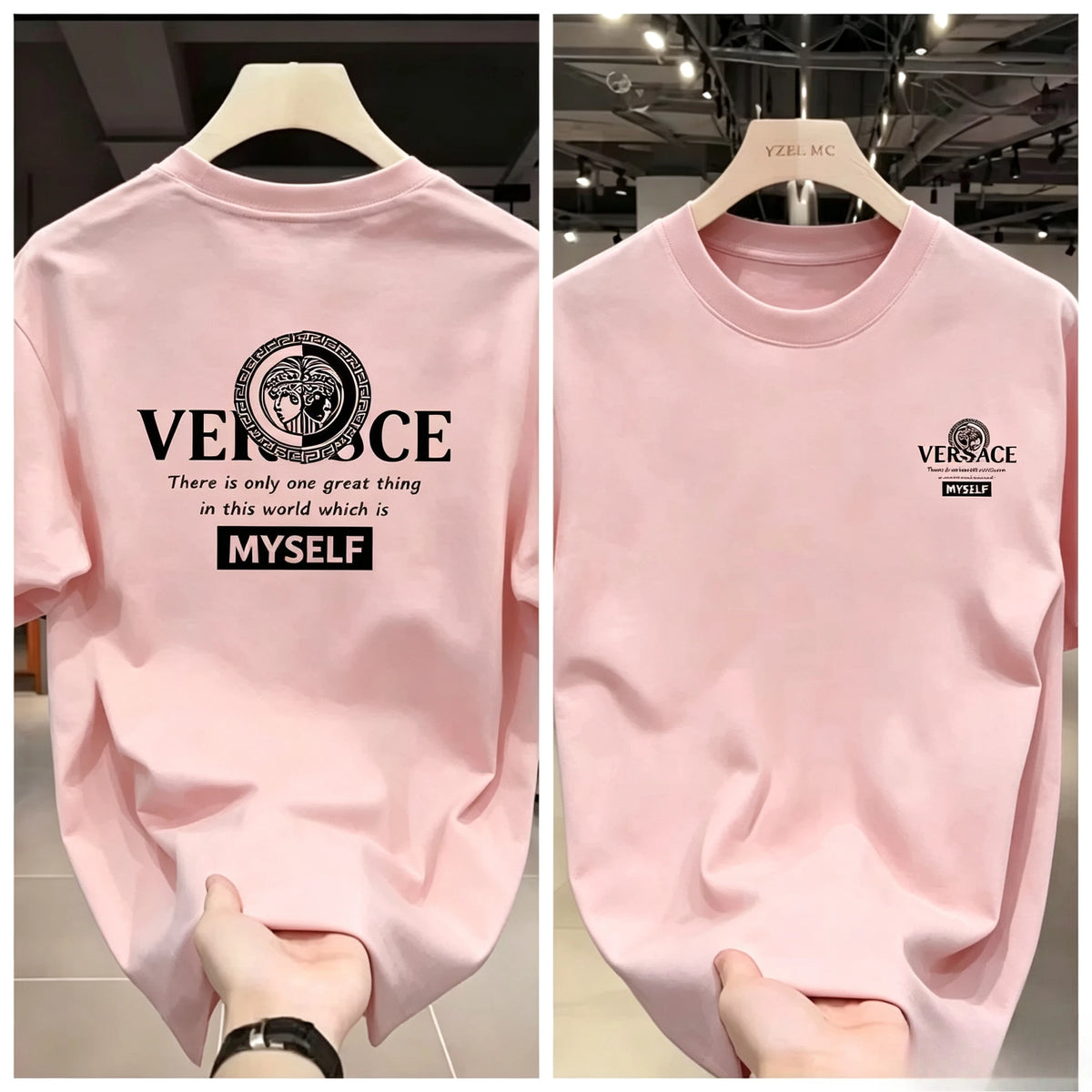 2026 Trendy Brand Printed Shirt Summer High-end Light Luxury Men's and Women's Silk Cotton Short-sleeved T-shirt Trendy Shirts