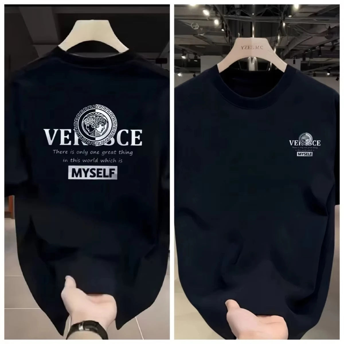 2026 Trendy Brand Printed Shirt Summer High-end Light Luxury Men's and Women's Silk Cotton Short-sleeved T-shirt Trendy Shirts