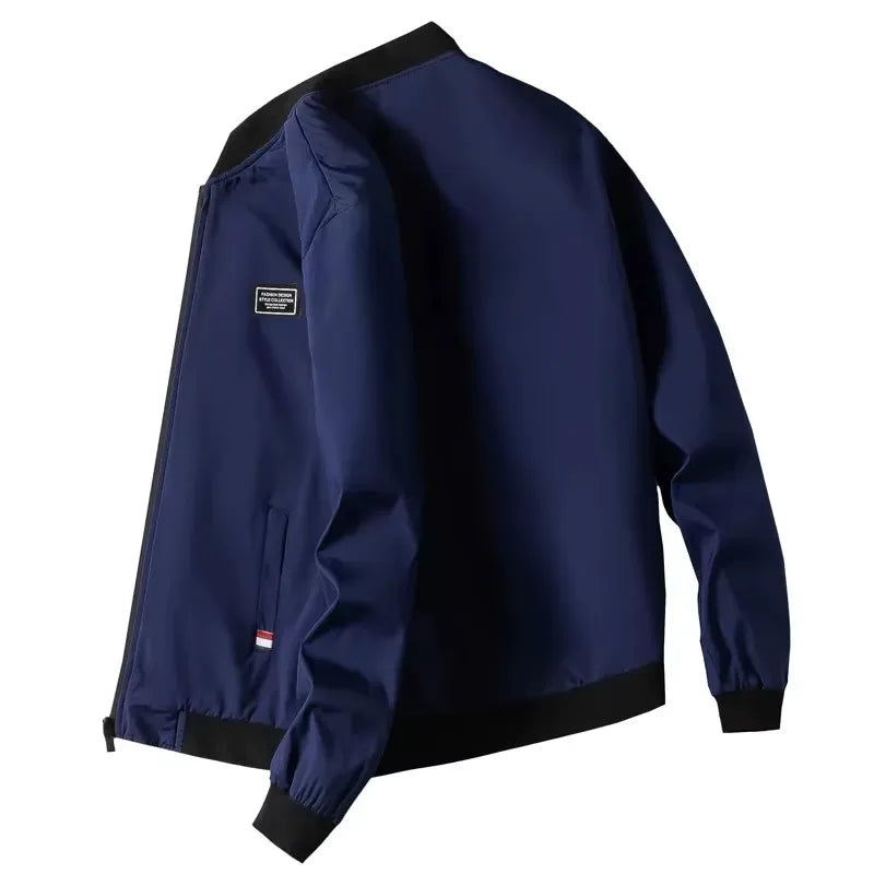 Fur Men's Casual Long Sleeve Zipper Baseball Collar Windbreaker Jacket, Chic And Trendy Regular Fit Jacket For Autumn Winter