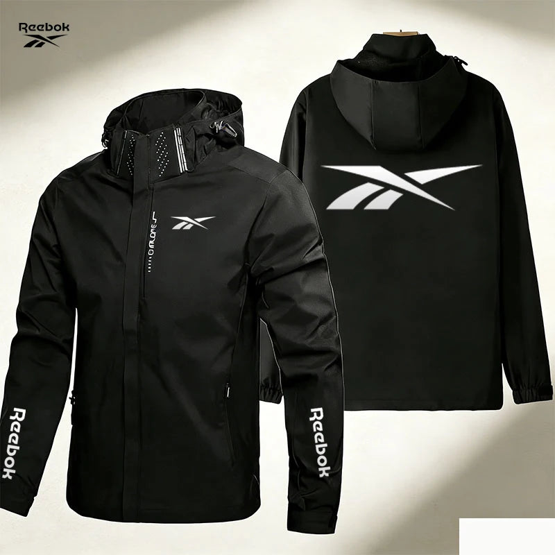Reebok Motorcycle Jacket - Men's Hooded Windproof and Waterproof Jacket - Removable Hood Zipper - Suitable for Cycling, Mountain