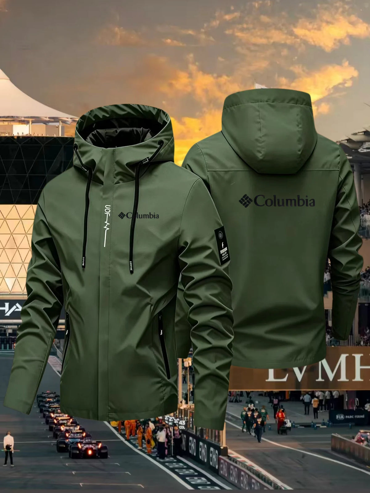 2026 Men's Waterproof Hooded Lightweight Cycling Printed Jacket, Street Style Outdoor Hiking Windproof Casual Coat